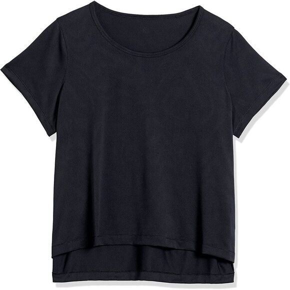 New Women Black Basic T Shirt Size 1X Short Sleeves Jacquard Mesh - Picture 7 of 8